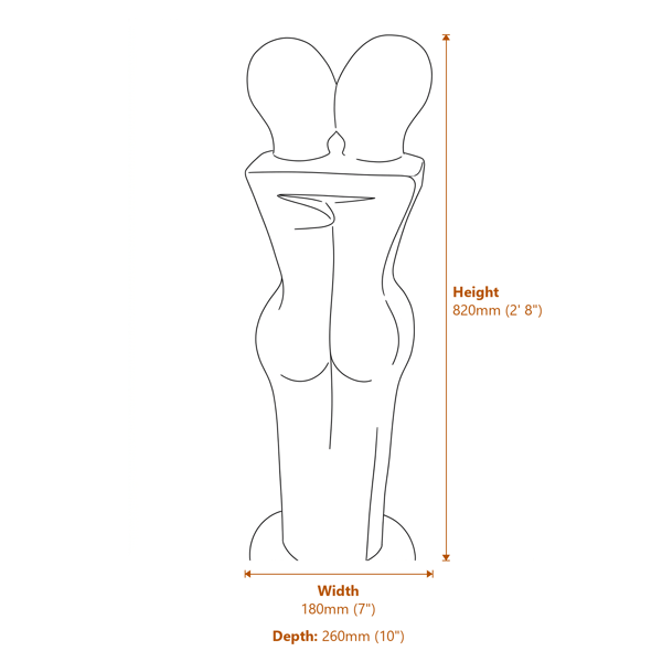 Lovers Modern Garden Art Statue Dimensions Diagram