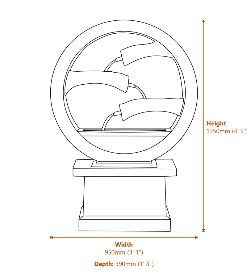 Cascading Water Features Dimensions Diagram