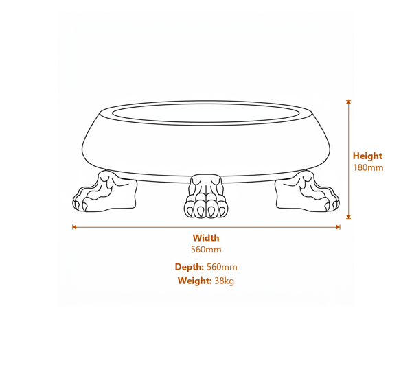 Georgian Stone Birdbath Dimensions Diagram