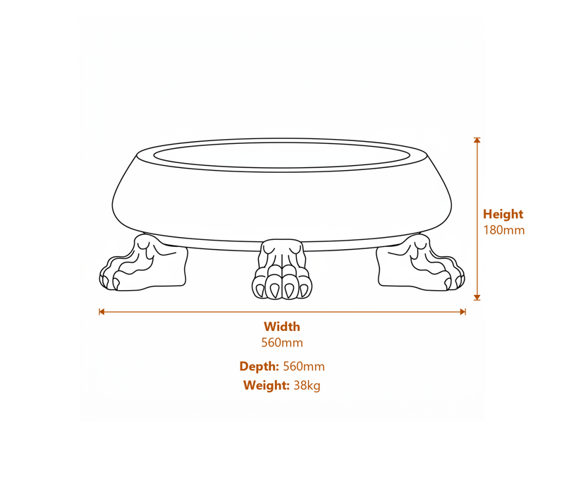 Stone Bird Baths Dimensions Diagram