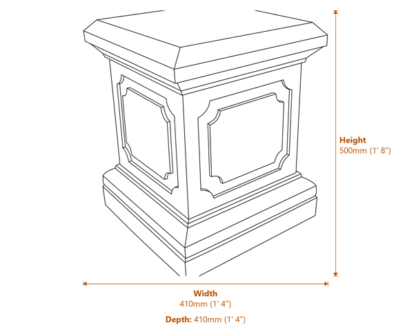 Roman Stone Garden Pedestal Dimensions Diagram