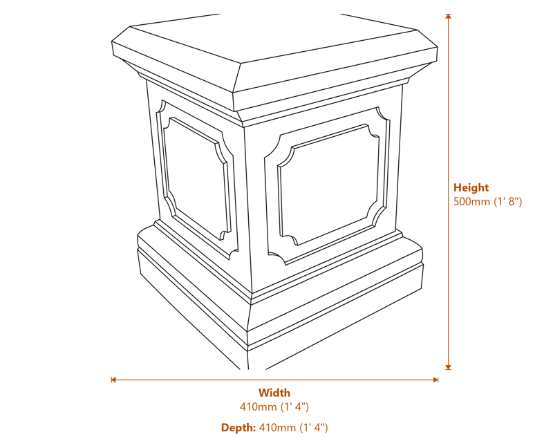 Clasic Garden Statues Dimensions Diagram