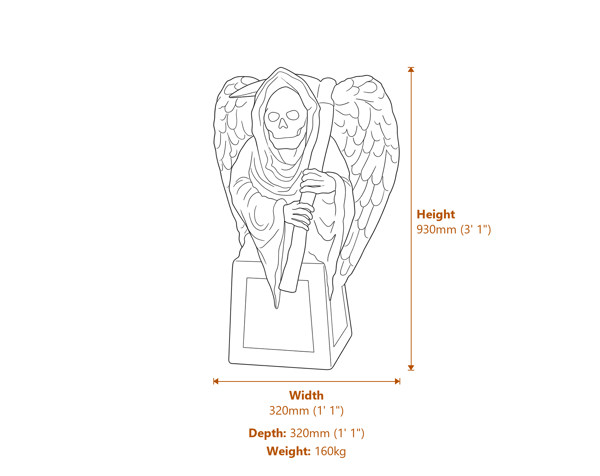 Macabre Stone Garden Statue Dimensions Diagram