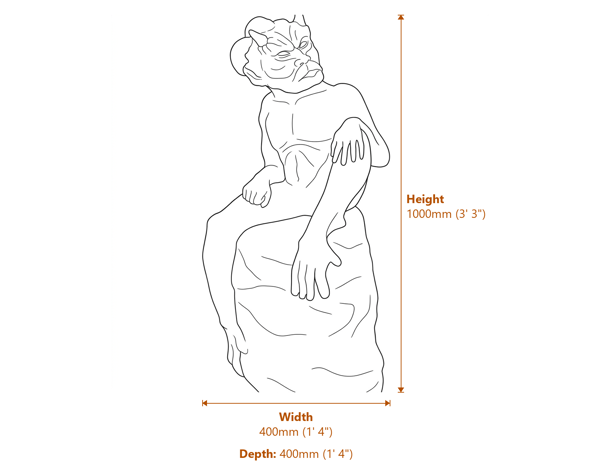 Devil Stone Garden Statue Dimensions Diagram