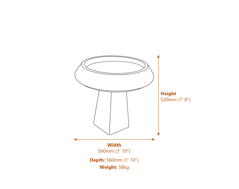 Stone Bird Baths Dimensions Diagram