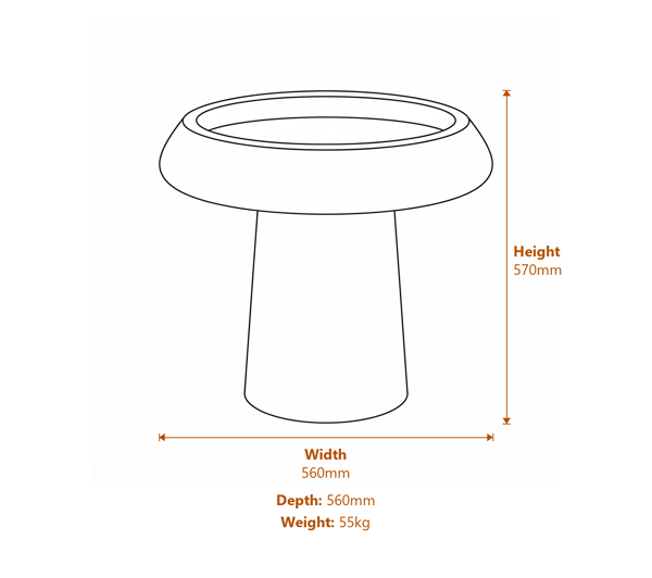 Pure Stone Birdbath Dimensions Diagram