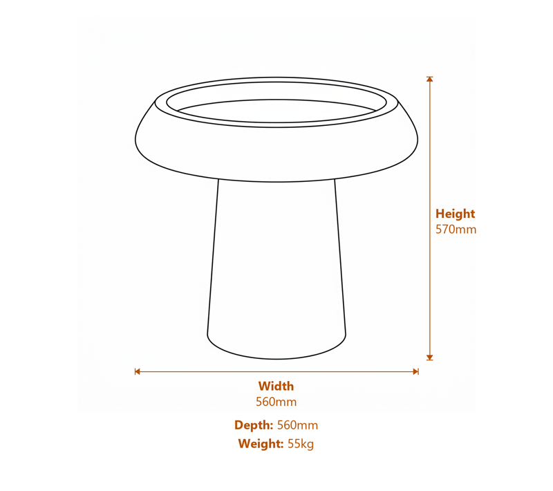 Stone Bird Baths Dimensions Diagram
