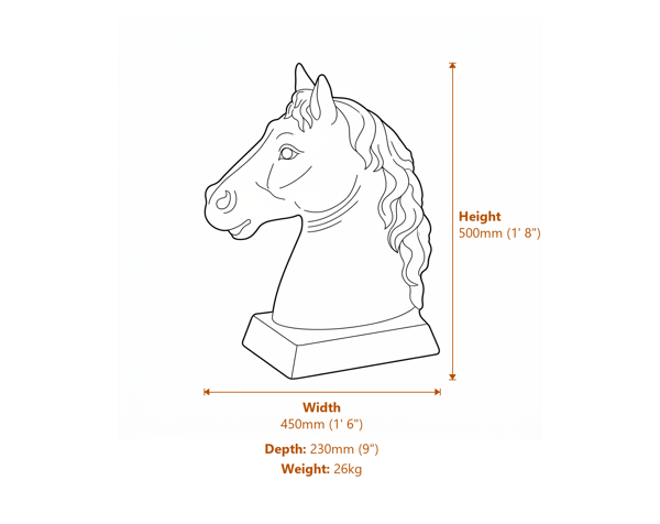 Horses Head Stone Statue Dimensions Diagram