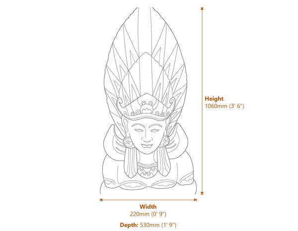 Sungod Stone Garden Statue Dimensions Diagram