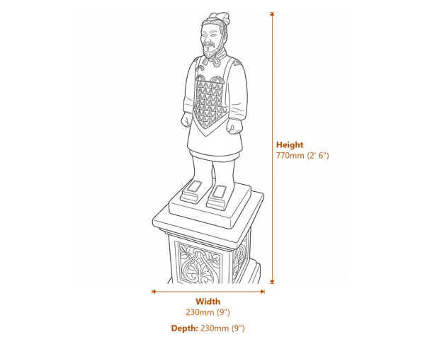 Medium Terracotta Warrior Stone Statue Dimensions Diagram