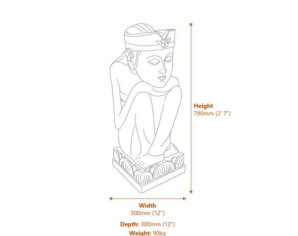 Lotus Deity Stone Statue Dimensions Diagram
