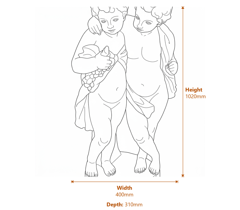 Cherubs And Angels Garden Statues Dimensions Diagram