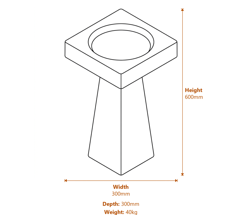 Stone Bird Baths Dimensions Diagram