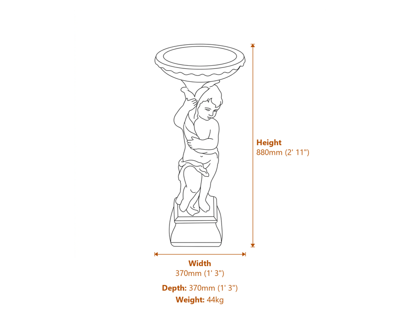 Stone Bird Baths Dimensions Diagram