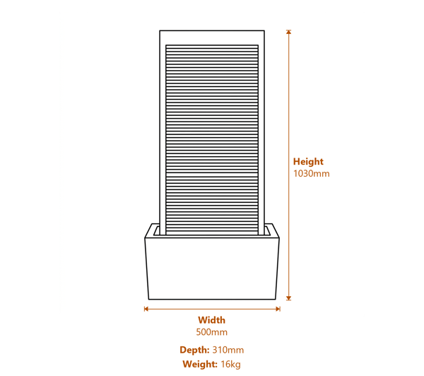 Stoic Falls Water Feature Dimensions Diagram