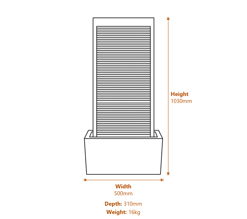 Modern Water Features Dimensions Diagram