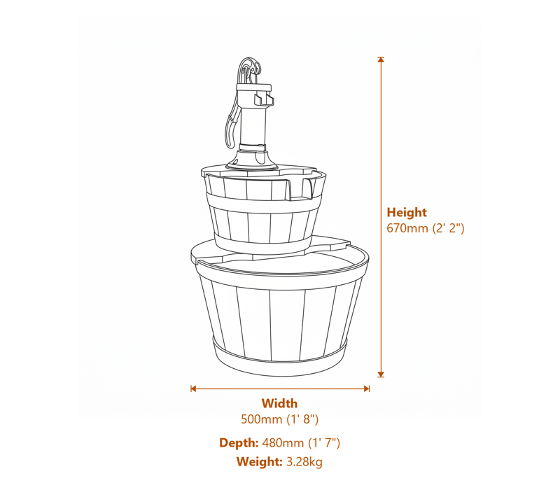Cascading Water Features Dimensions Diagram