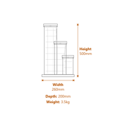 Wooded Pillars Water Feature Dimensions - 500mm Height x 260mm Width x 200mm Depth