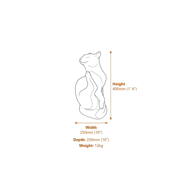 Scratching Cat Statue Dimensions Diagram
