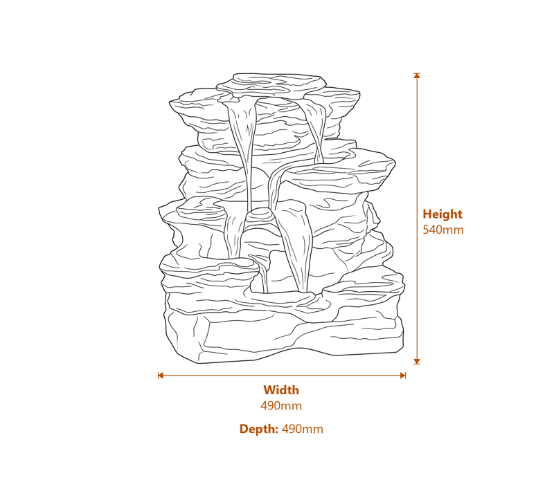 Cascading Water Features Dimensions Diagram