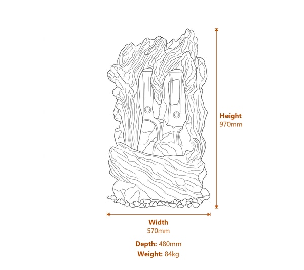 Redwood Self Contained Water Feature Dimensions Diagram