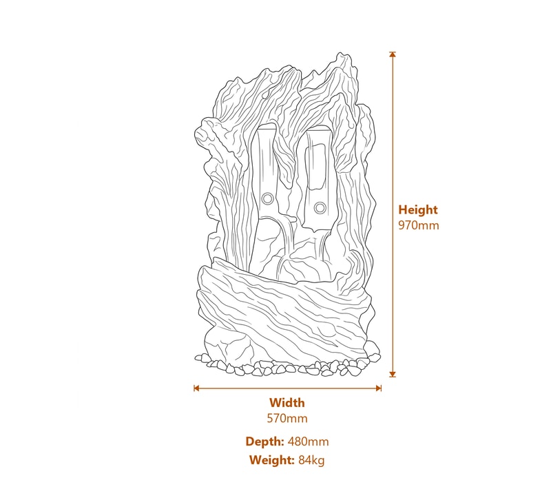 Cascading Water Features Dimensions Diagram