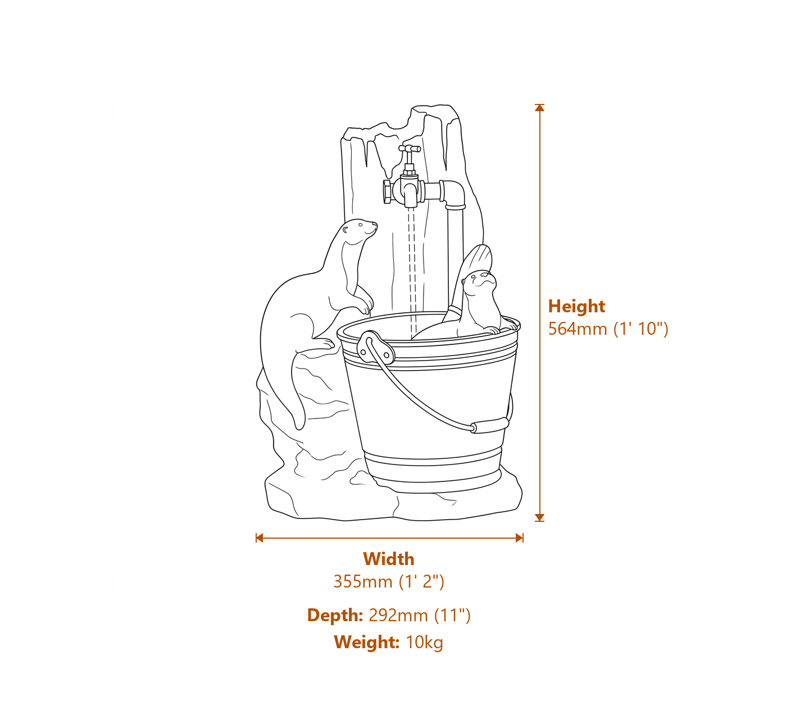 Self Contained Water Features Dimensions Diagram