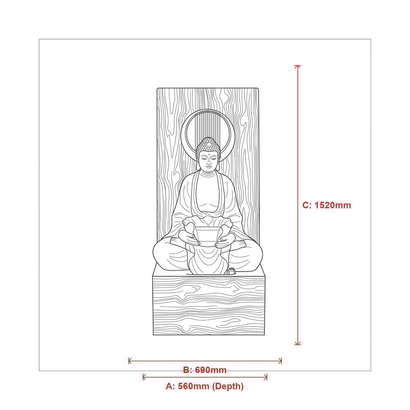 Buddha Water Features Dimensions Diagram