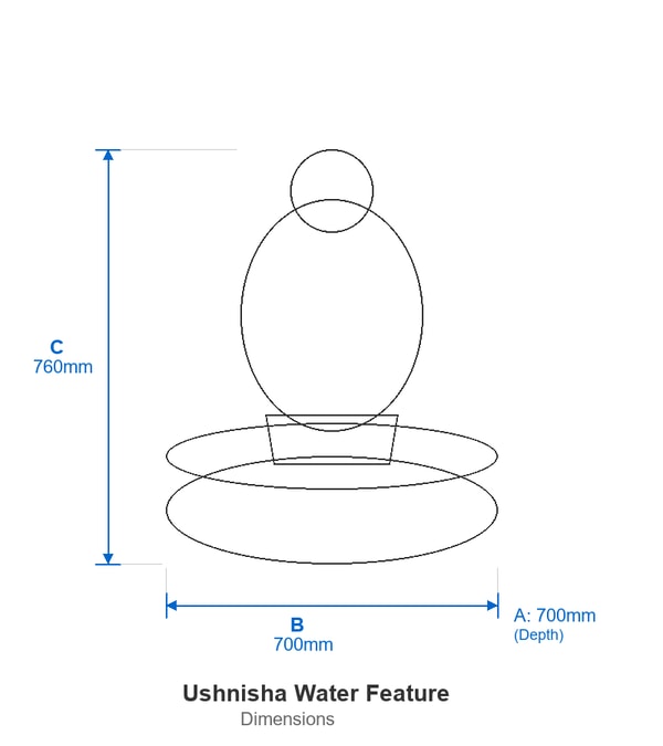 Ushnisha Self Contained Water Feature Dimensions Diagram