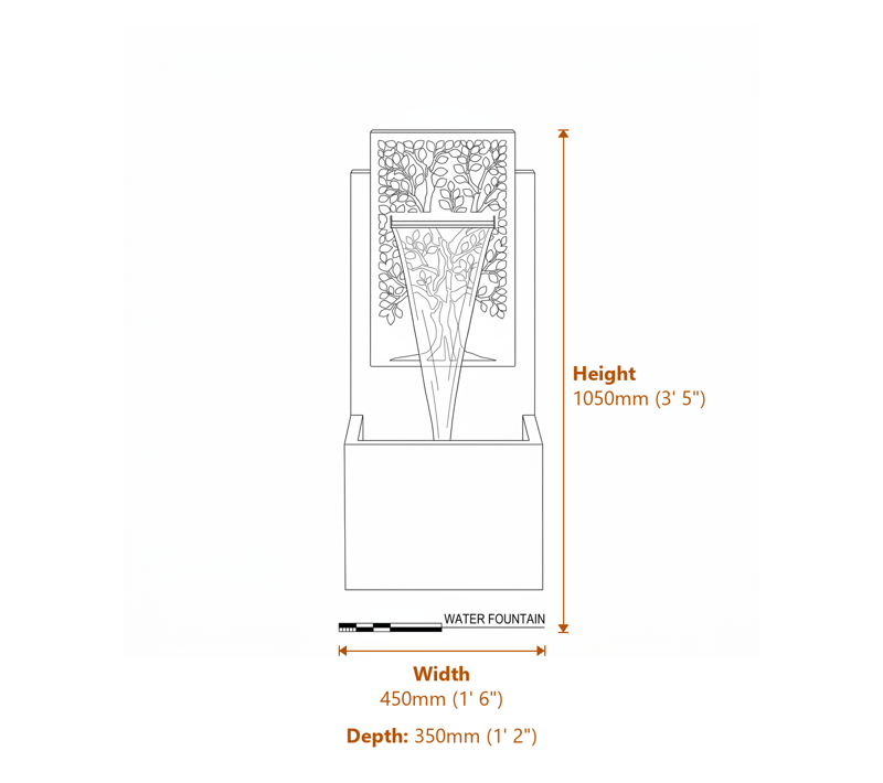 Cascading Water Features Dimensions Diagram