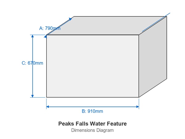 Peaks Falls Self Contained Water Feature Dimensions Diagram