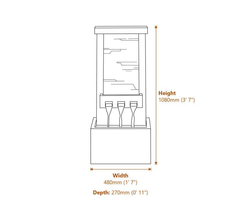 Modern Water Features Dimensions Diagram