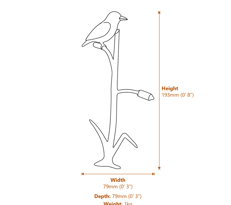 Bird Garden Ornaments Dimensions Diagram