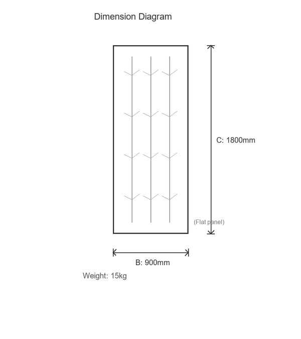 Bamboo Steel Decorative Garden Screen 1.8m Dimensions Diagram