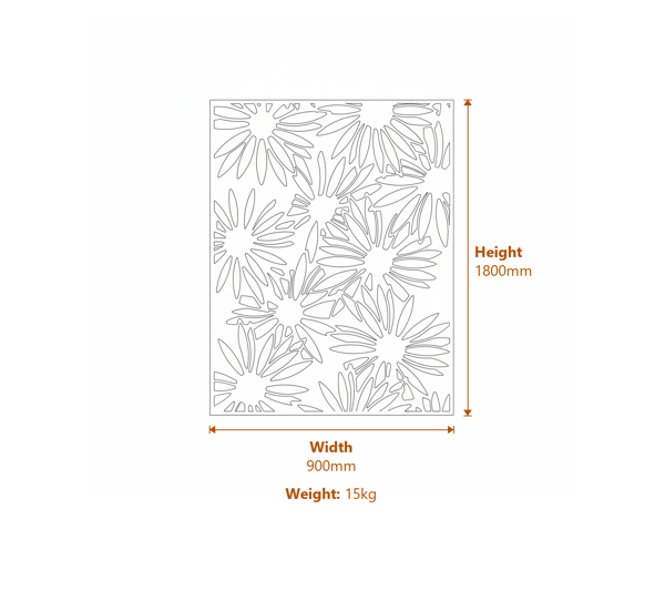 Daisy Steel Decorative Garden Screen 1.8m Dimensions