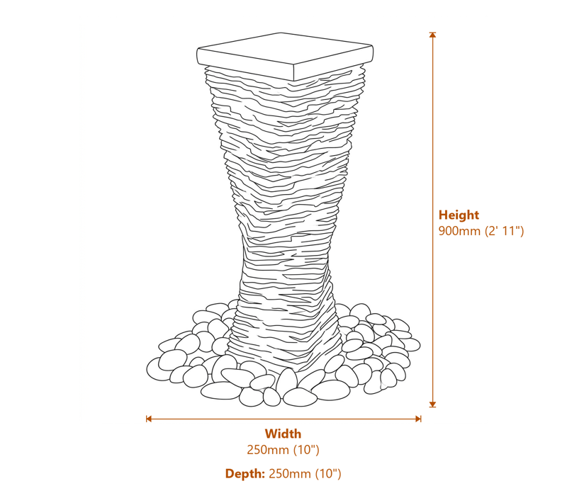 Garden Fountains Dimensions Diagram