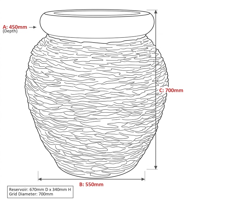 Garden Fountains Dimensions Diagram