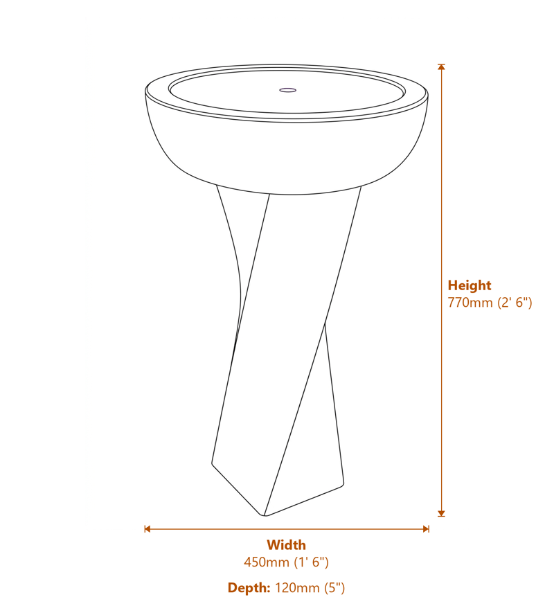 Garden Fountains Dimensions Diagram