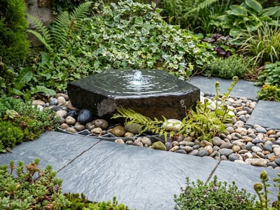 Basalt Slab Water Feature modern garden water feature