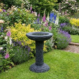 Cascade Black Limestone Bird Bath