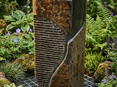 Chiselled Basalt Column Water Feature modern garden water feature