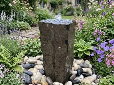 Drilled Basalt Column Water Feature 50cm modern garden water feature