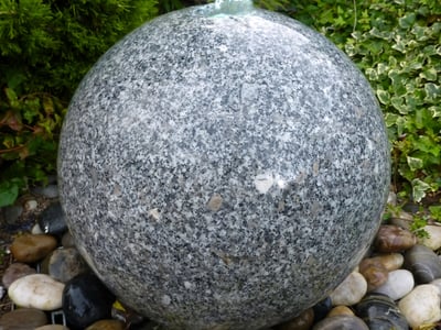 Grey Polished Granite Sphere Water Feature modern garden water feature