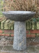 Round Black Limestone Bird Bath