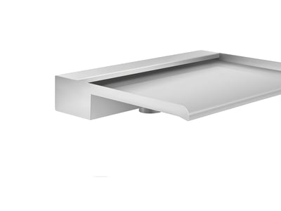 90cm stainless steel garden waterfall blade with 15cm lip throwing a wide water curtain