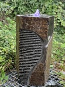Chiselled Basalt Column Garden Fountain