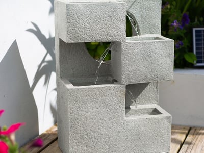 Cubed Solar small water feature with compact 17cm cube for a balcony