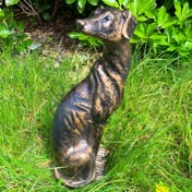Greyhound Bronze Ornament in Garden Setting