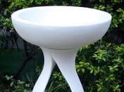 Contemporary Stone Bird Bath in White