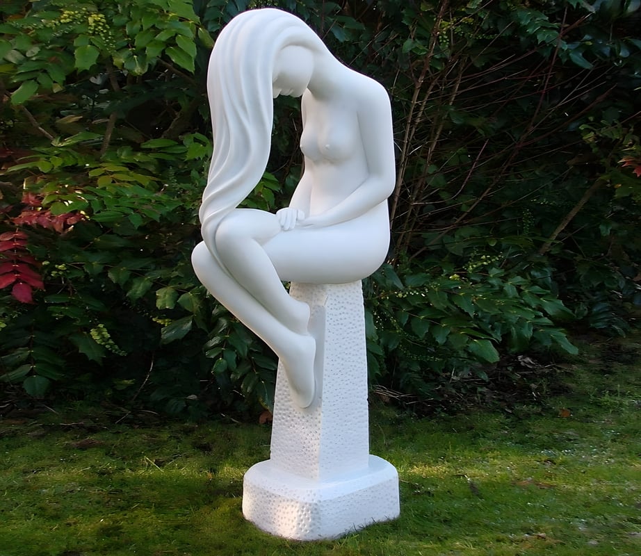 Fortuna mythological garden statue UK Roman goddess of fortune in contemporary white finish